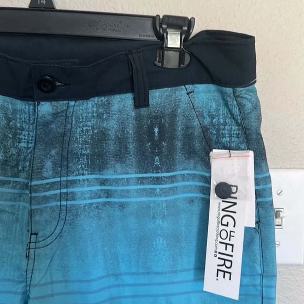 Ring of Fire trunks Blue Gradient Swim Summer Shorts size 34 NWT